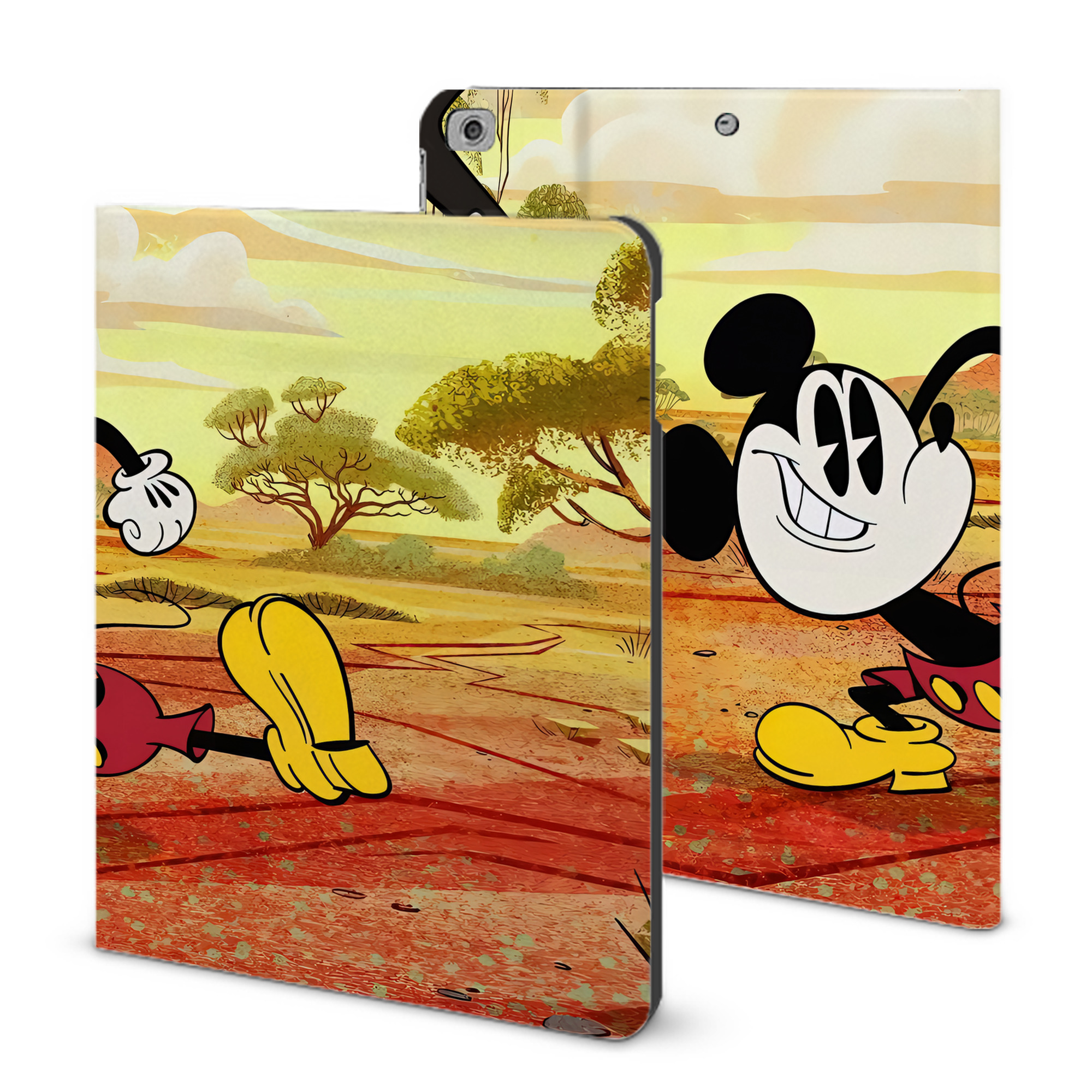 （画像用） ミッキーマウス Mickey Mouse IPad ケース ブック型 PUレザー TPU 耐衝撃 軽量 薄型 ペン収納なし 全面保護 IPad 各モデル対応